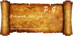 Pohanek Géza névjegykártya